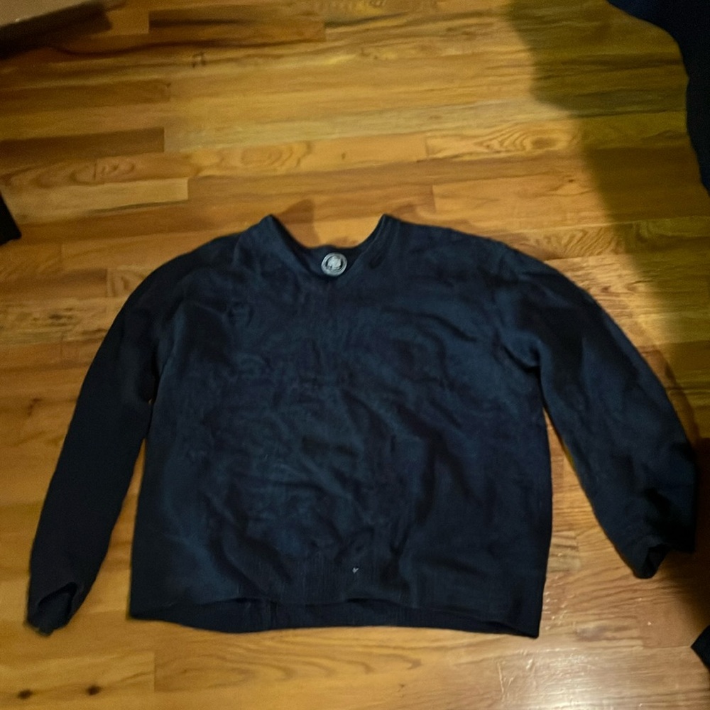 Blue V-Neck Sweater Knit Casual